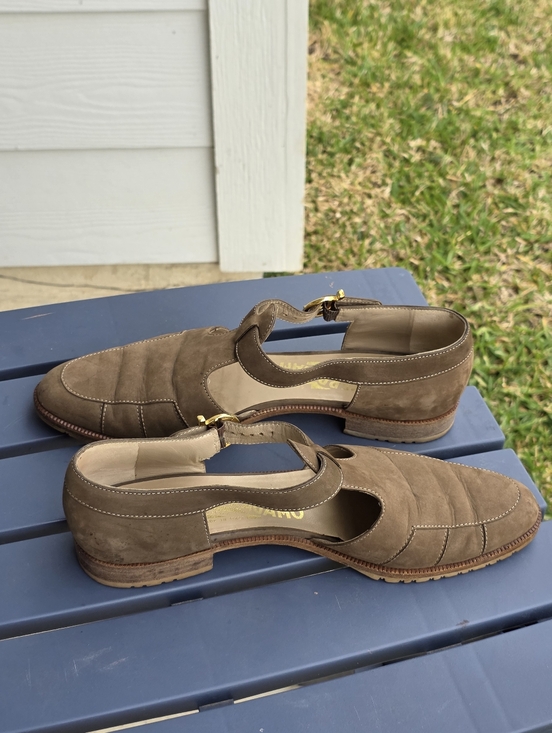 Salvatore Ferragamo Shoes - Salvatore Ferragamo Brown Suede Mary Jane Flats 8.5 AAAA Italy Buckle Comfort